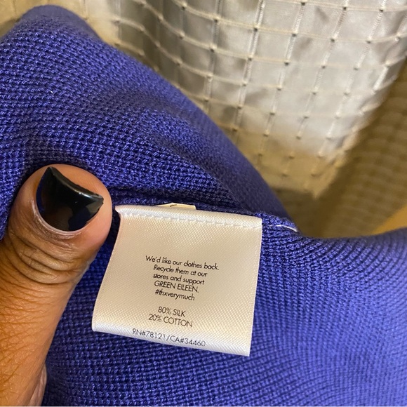EILEEN FISHER Silk Interlock Cascade Jacket - Iris Purple Petite Small Sweater - Picture 7 of 9